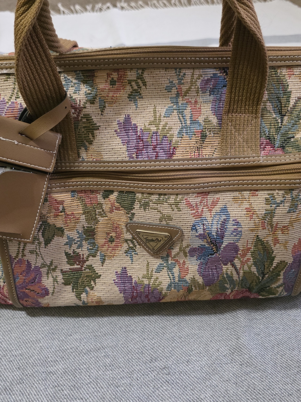 Vintage Travelers Club Tapestry Floral Weekender Bag